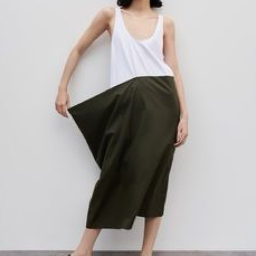 ZARA MATCHING POPLIN Tank Dress White Green Size L